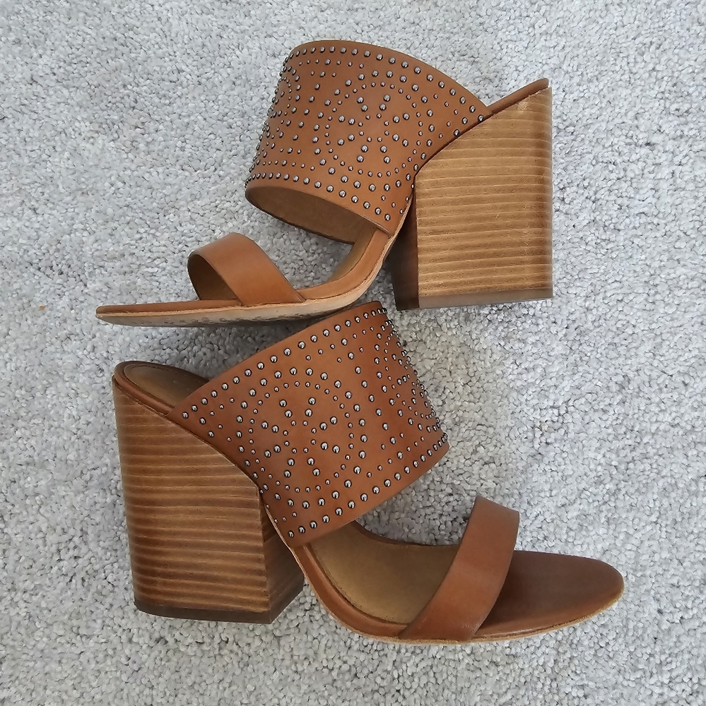Coach Chunk Heel Leather Studded Sandal - Picture 2 of 7